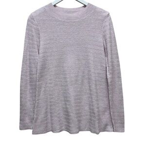 Ann Taylor Factory Women's Pink Knit  Round Neck Long Sleeve Sweater Top Small